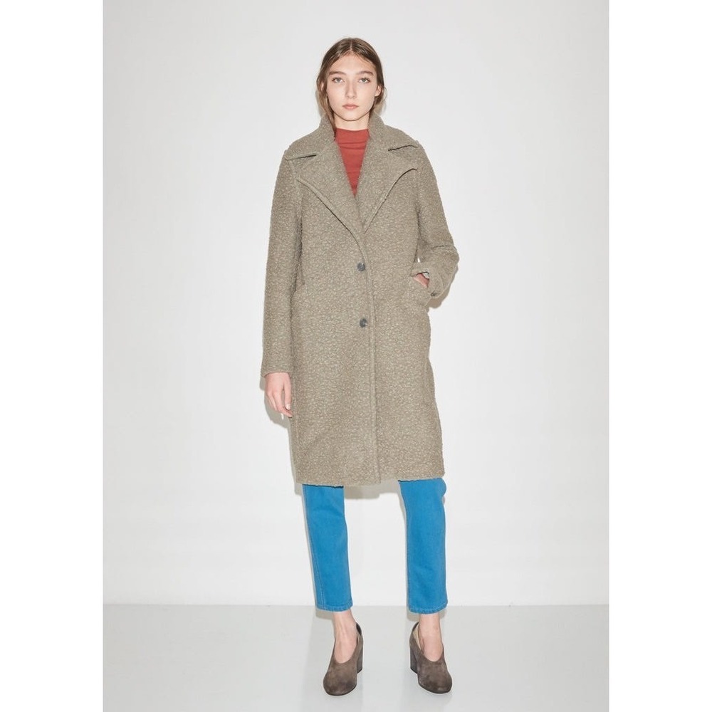 Eckhaus Latta Cocoon Coat Grey Boucle Wool Blend Notched Lapel Mid‎ Length - Picture 10 of 12